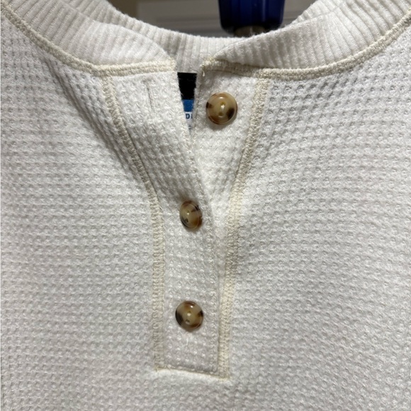 Old Navy Cream Waffle Knit Henley Pullover - Picture 5 of 8